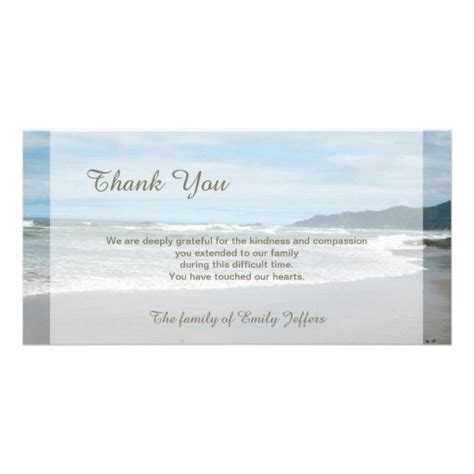 Beach Sympathy Thank You Memorial Photo Card Zazzle