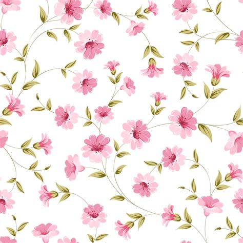Pink Flowers Fabric Flower Green Background Swirl Retro Color