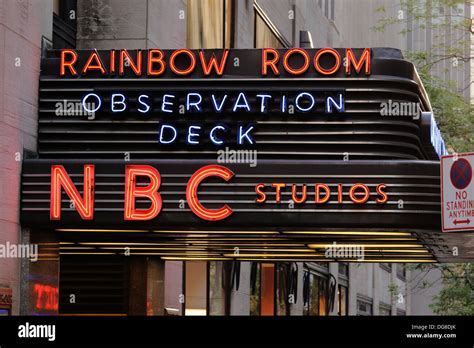 Rainbow Room Nbc Studios Marquee In Rockefeller Center New York Usa