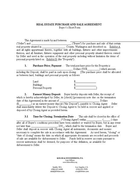 Real Estate Purchase Sale Agreement Templates At