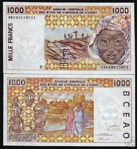 West African States Mali 1000 Francs P411d 1998 Unc Worldcurrency