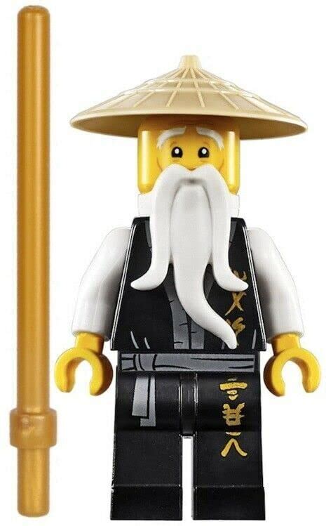 Lego Ninjago Sensei Wu Minifigure Legacy With Gold Staff And Black Outfit Minifig