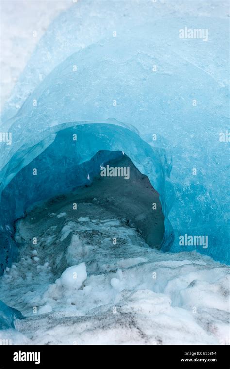 Entrance To An Ice Cave At Svinafellsjokull Glacier Iceland Stock