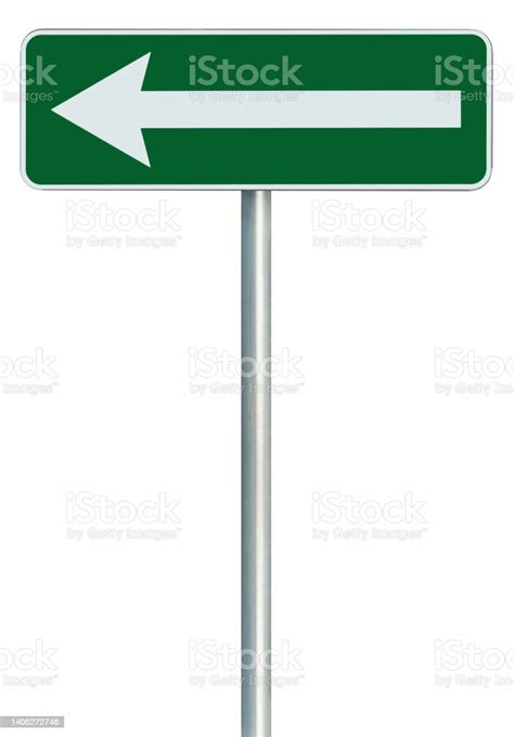 Left Traffic Route Only Direction Road Sign Turn Pointer Green Isolated