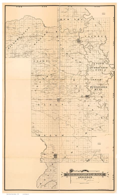 Prairie County Arkansas 1892 - Old Map Reprint - OLD MAPS