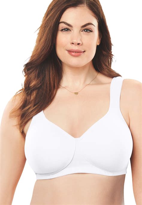 comfort choice women s plus size cotton wireless lightly padded t shirt bra bra