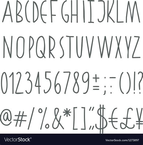 Simple Hand Drawn Font Royalty Free Vector Image