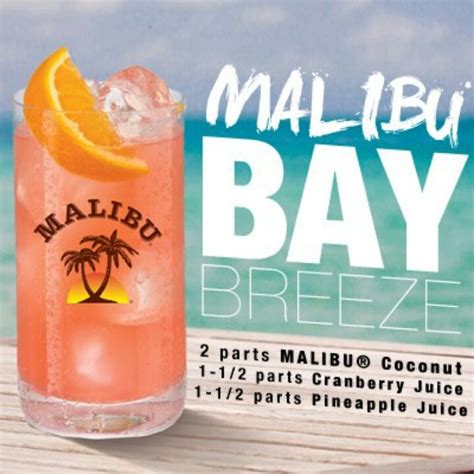 How to mix this cocktail fill a highball glass with ice cubes. Malibu Bay Breeze Recipe