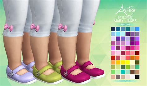 Aveiras Sims 4 Basegame Mary Janes Recolor 66 Colors