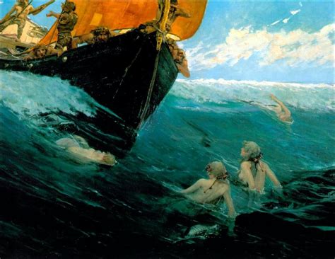 Dreams are our realities in waiting. Art by Edward Matthew Hale (1894) - "The Mermaids Rock ...