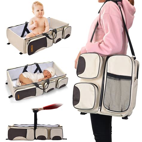 Fitnate 3 In 1 Baby Diaper Bag Multi Pockets Infant Travel Bassinet