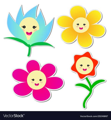Download in under 30 seconds. Cute flowers sticker on white background Vector Image