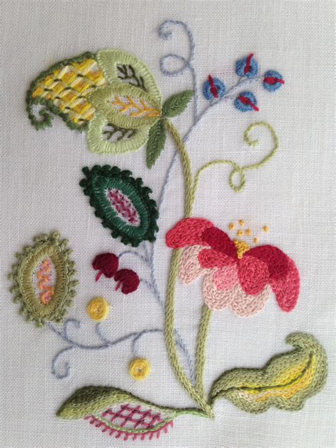 Crewel Embroidery Stitches Crewelembroidery Bordado Jacobean Flores