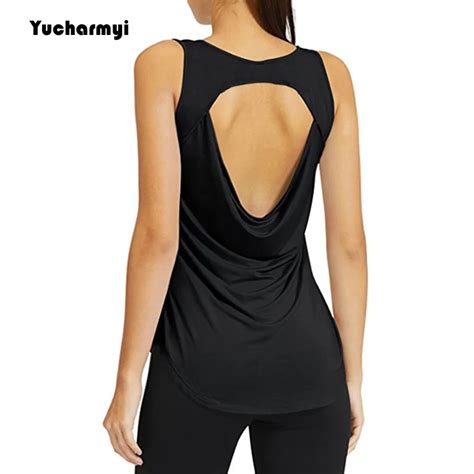 Cutout Backless Tank Top Women Sleeveless Casual Tops Workout T Shirts