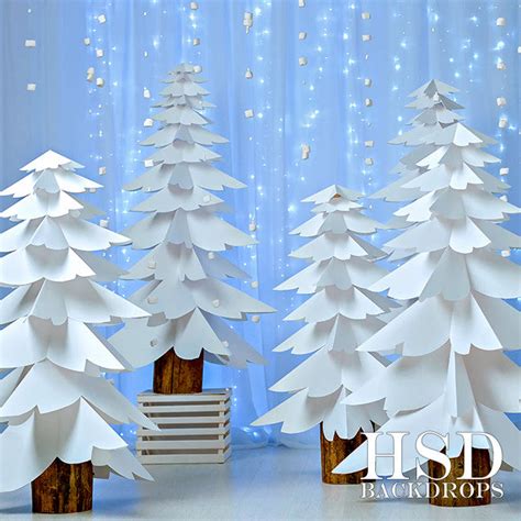 White Paper Trees Photography Backdrop Christmas Photo Props Holiday