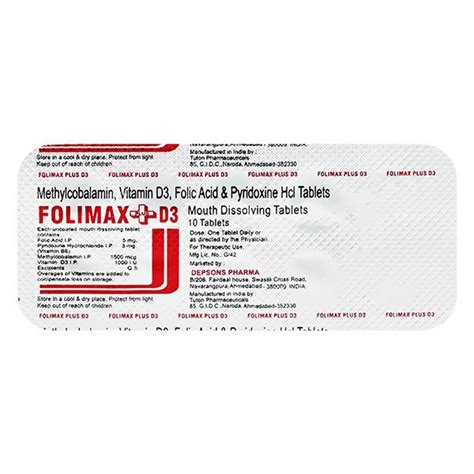 Folimax Plus D3 Sugar Free Mouth Dissolving Tablet 10s Buy Medicines