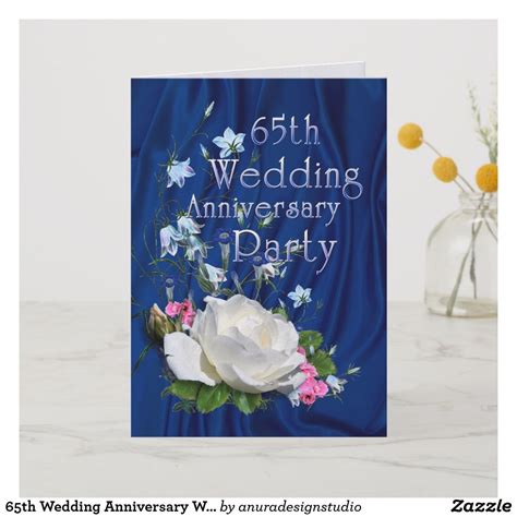 65th Wedding Anniversary White Roses Invitation 65th