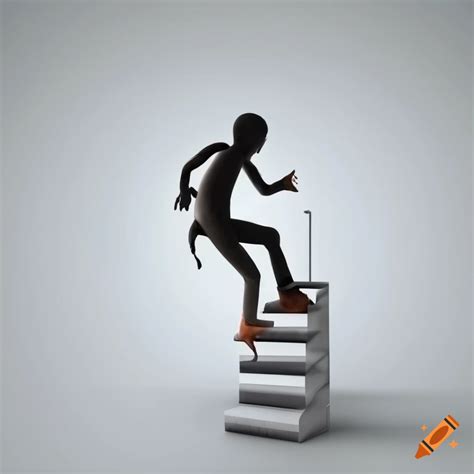 3d Illustration Of A Man Climbing Stairs On Craiyon