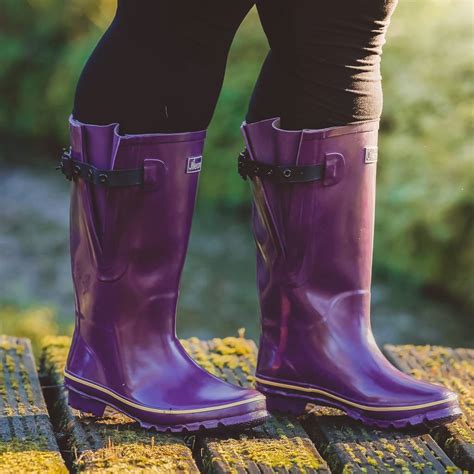 Extra Wide Calf Womens Rain Boots Purple Jileon Rainboots