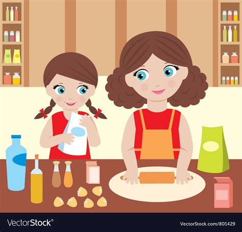 mother with the daughter baking royalty free vector image