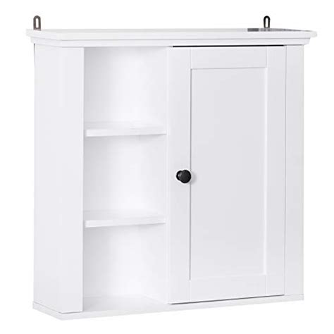 Homcom 21″ Wood Wall Mount Bathroom Linen Storage Cabinet White