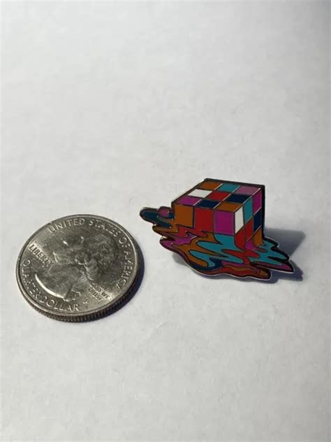 Melting Rubiks Cube Enamel Pin Badge Brooch Puzzle Retro 80s 599