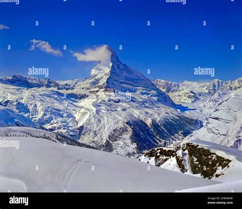 The Matterhorn From Above Zermatt Valais Switzerland Stock Photo Alamy