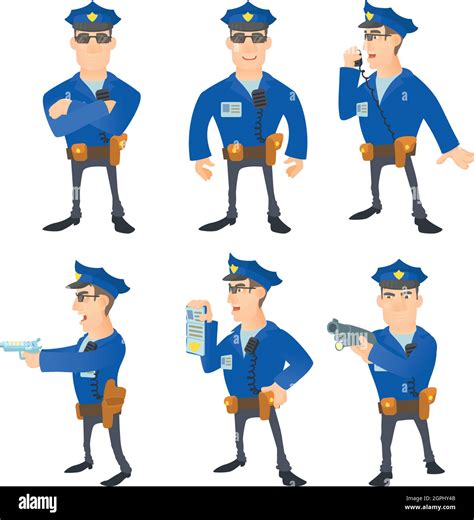 Policeman Concept Set Cartoon Style Stock Vector Image And Art Alamy