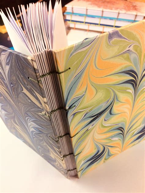 Hand Made Hand Marbled Book Waved Chevron