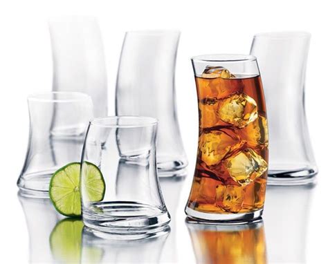 16 Piece Swerve Glassware Set Curved Drinking Glasses Clear Tumbler