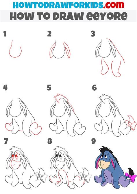 How To Draw Eeyore Disney Drawing Tutorial Easy Disney Drawings Easy Doodles Drawings