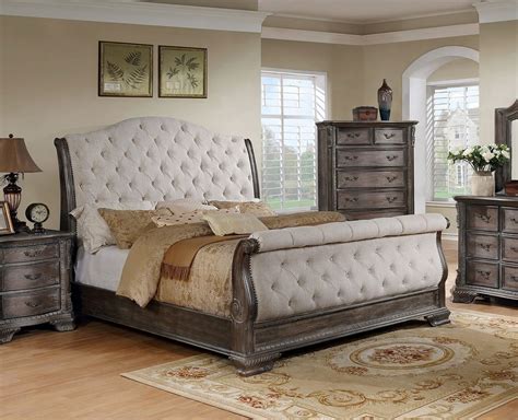 Sheffield Upholstered Sleigh Bed Antique Grey 1stopbedrooms