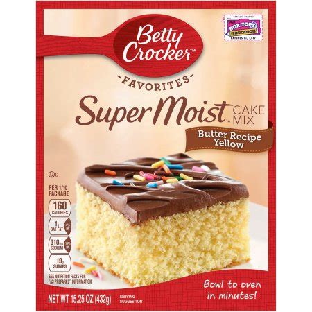 Yellow cake mix, eggs, butter, water, bananas, miniature semisweet chocolate chips and 1 more. Betty Crocker Super Moist Butter Recipe Yellow Cake Mix 15.25oz 432g - American Food Store