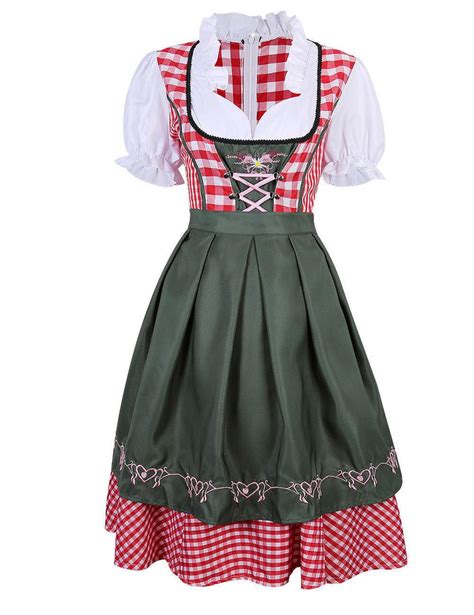 2pcset Traditional Dirndl German Bavarian Beer Girl Costume Oktoberfest Festival Fancy Dress In