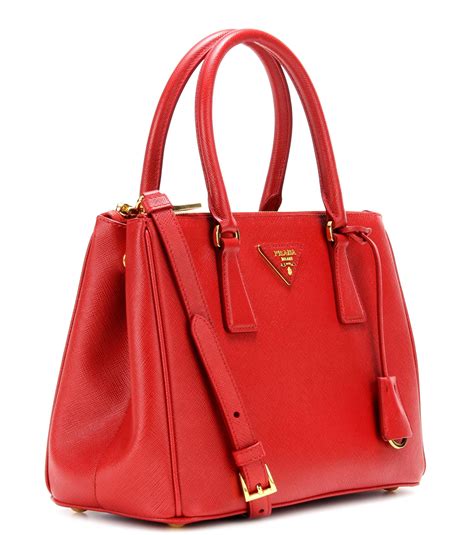 Prada Galleria Saffiano Small Leather Shoulder Bag In Red Lyst