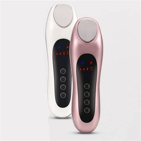 White Ultrasonic Electric Face Massager Vibrating Facial Skin Cold And