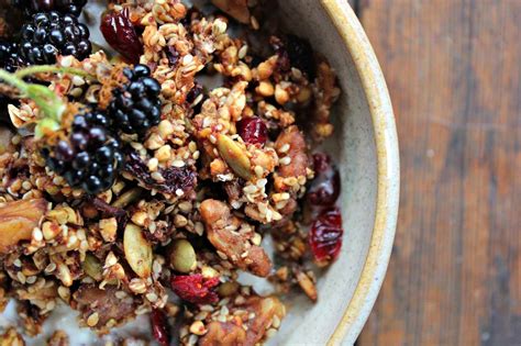 This vegan and gluten free granola recipe is naturally sweetened with pure maple syrup and makes the perfect crunchy snack or on the go breakfast! Dehydrated Crunchy Buckwheat Granola Recipe