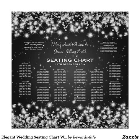 Elegant Wedding Seating Chart Winter Sparkle Black Willian James