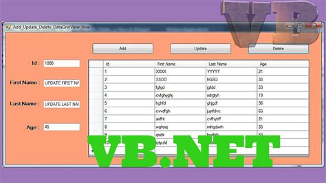 VB NET How To Add And Update A Row To DataGridView From TextBox Delete Row In VB NET With