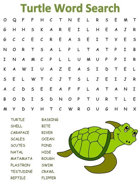 Easy Word Search Puzzles Turtle K5 Worksheets Turtle Activities