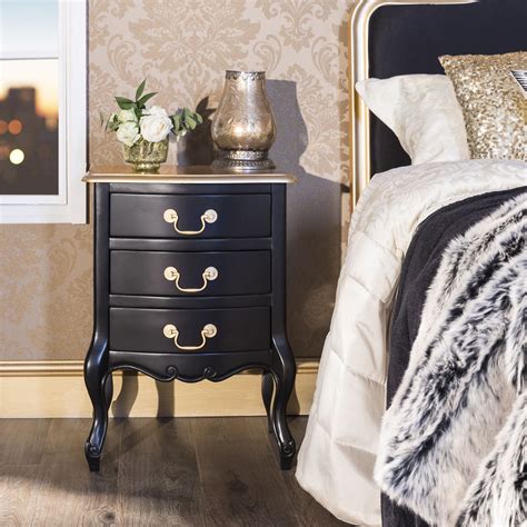 Big and small bed side tables to compliment your room. Juliette Black and Gold Bedside table with 3 drawers ...