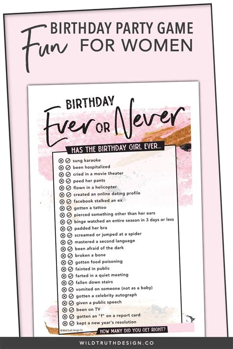 Never Has She Ever Birthday Game For Women Printable Birthday Games For Adults Birthday
