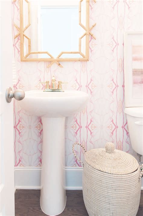 Pampa Pink Half Bathroom Remodel Bathroom Decor Bathroom Wallpaper