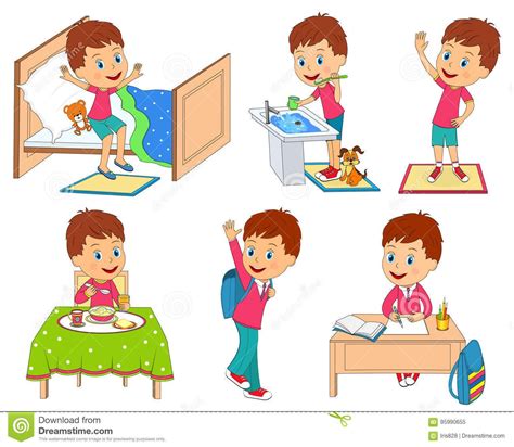 Kids Daily Routine Stock Vector Illustration Of Cute 95990655 Artofit