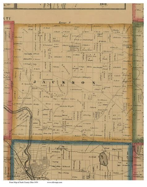 Jackson Ohio 1850 Old Town Map Custom Print Stark Co Old Maps