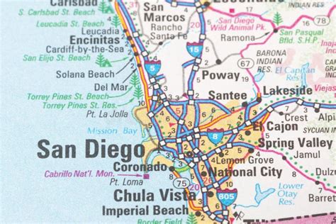 Close Up Map Of San Diego California Stock Photo Image Of Atlas