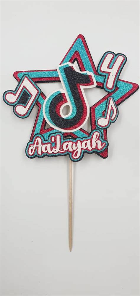 Tik Tok Glitter Cake Topper Personalised Name Glitter Cake Etsy