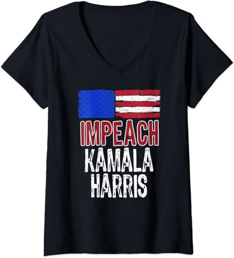 Womens Impeach Kamala Harris V Neck T Shirt Clothing