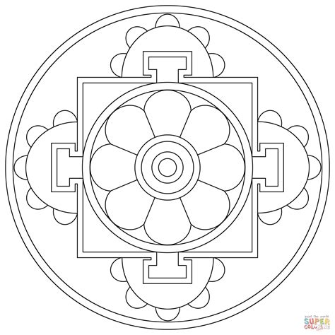 Ausmalbild Einfaches Tibetanisches Mandala Ausmalbilder Kostenlos