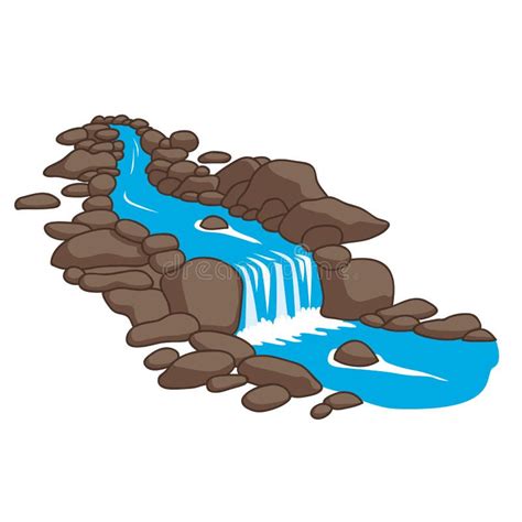 River Flowing Down Stream Across A Stones Stock Vector Illustration